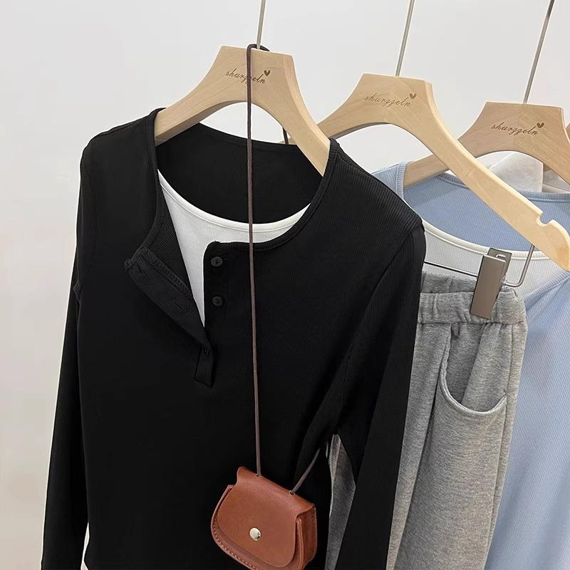 Женская рубашка из двух частей молочно-голубого цвета с искусственным бархатом, с длинными рукавами, с начесом внутри, утягивающий и шикарный верх футболки