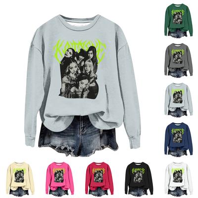 Женская модная повседневная толстовка с длинным рукавом, свободного кроя, с принтом