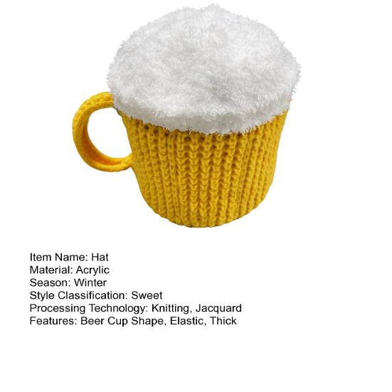 3D пивная шапка зимняя унисекс вязаная шапка толстая сохраняющая тепло в форме чашки праздничный костюм Октоберфест фотореквизит эластичный нескользящий головной убор