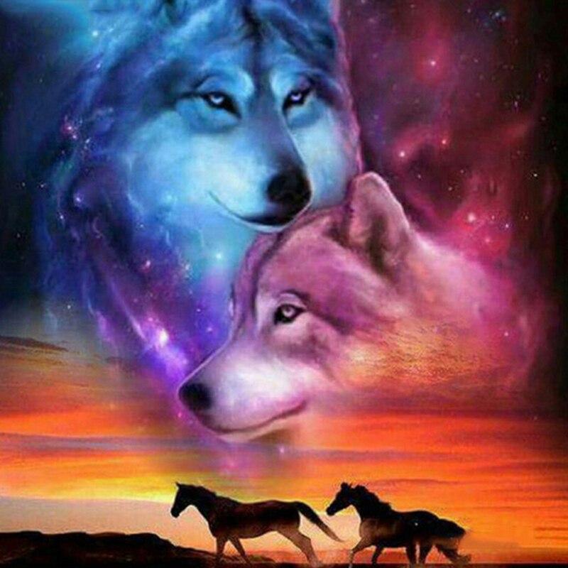 Новый 5D DIY алмазная живопись волк Алмазная вышивка животные пейзажи вышивка крестиком полная круглая дрель домашний декор ручной подарок