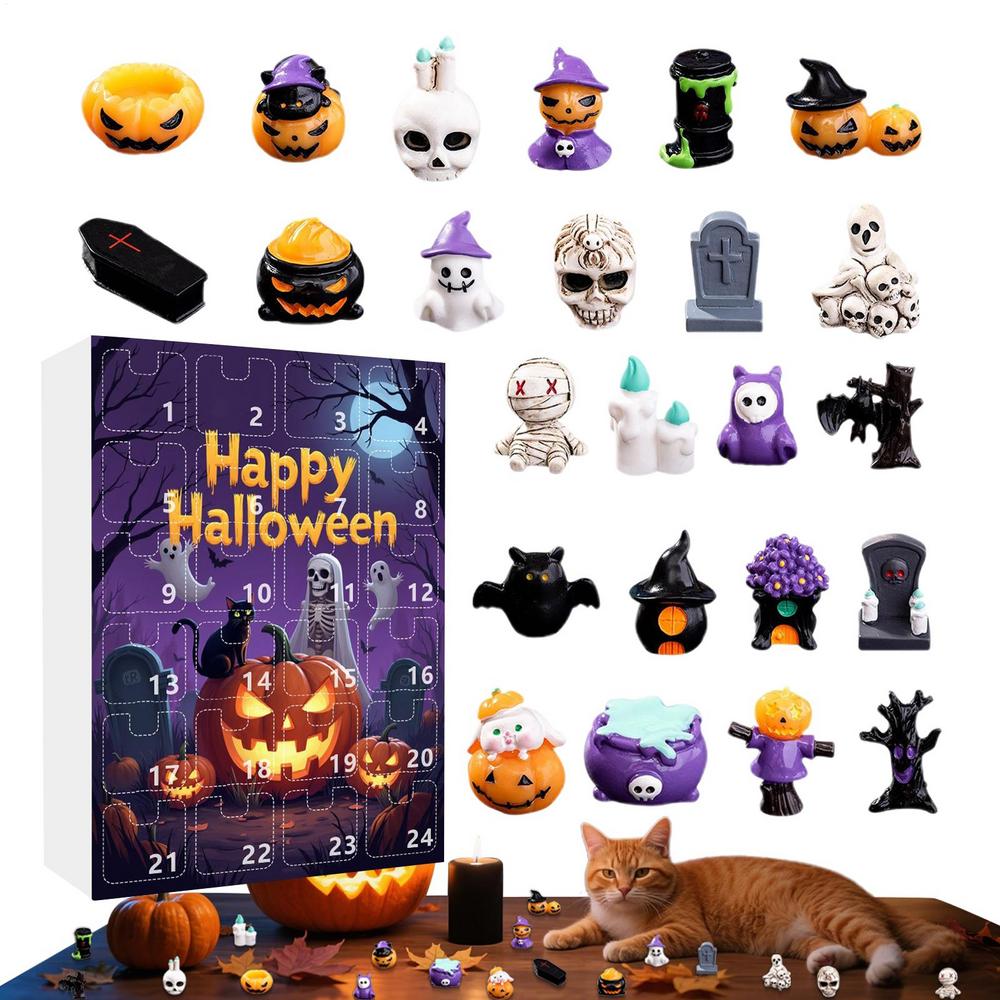 Halloween Figurine Advent Horror Season Advent Countdown Calendar 24 Days Resin Spooky Figurine For Halloween Desktop Windowsill