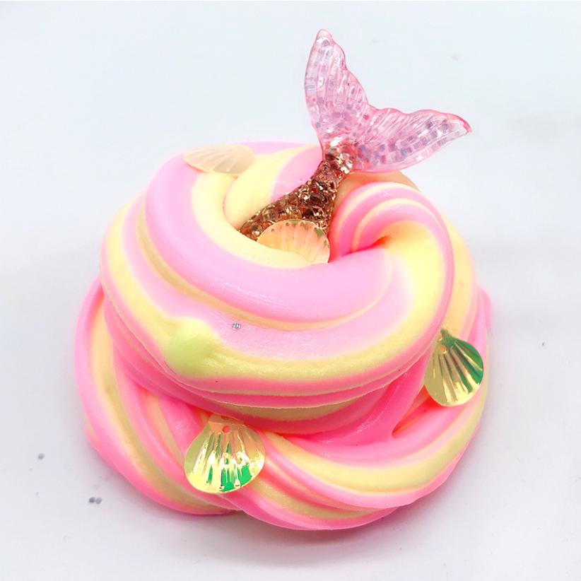 Русалочка хлопковая слизь пушистая кристальная грязь лепка глина антистрессовая игрушка замазка для детей большая игрушка слизь