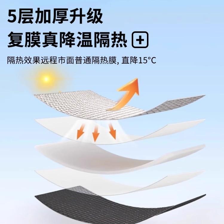 9mm Home Sunscreen Thermal Insulation Magnetic Curtain Sticker Sunshade Window Glass Film Paper Light Blocking Tool Universal Black 50*50cm