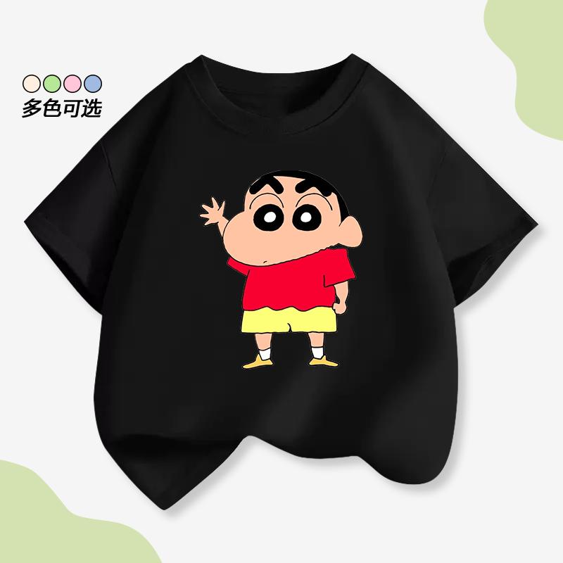 Cartoon Crayon Shin-chan Printed Summer New Style Children's Short-Sleeved T-Shirt Family Clothing Pure Cotton T-Shirt