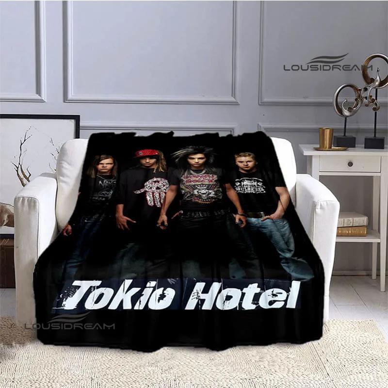 Одеяло с принтом группы Tokio Hotel в стиле ретро, ​​теплое одеяло, фланелевое мягкое и удобное одеяло, постельное белье для путешествий, подарок на день рождения