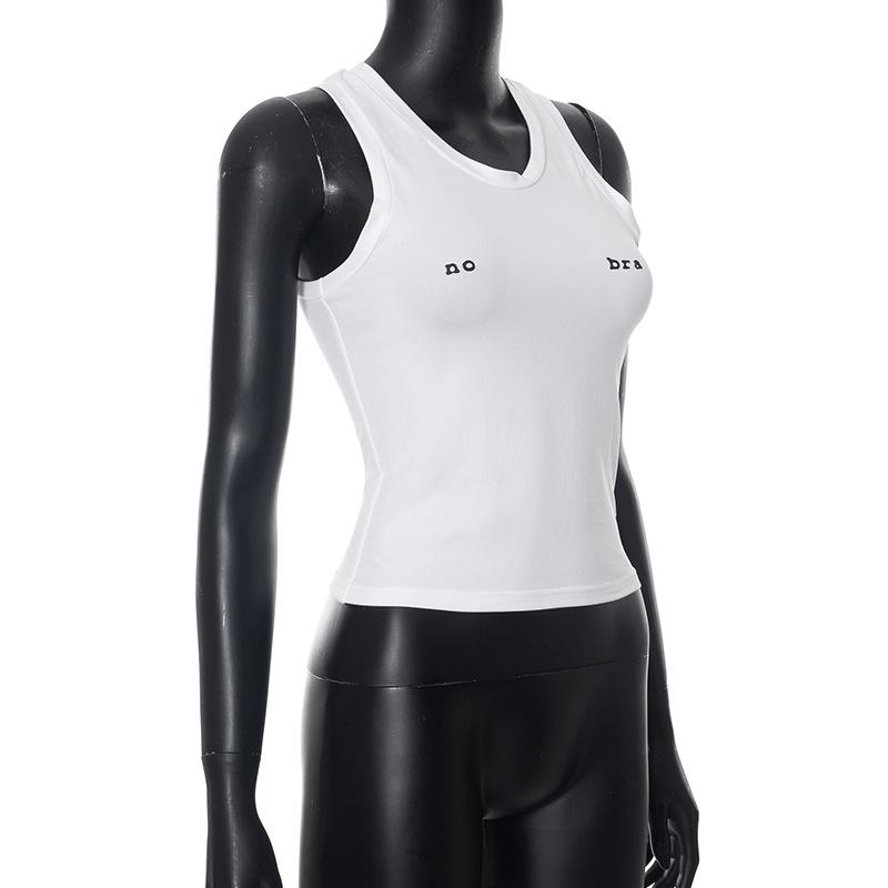 Sexy No Bra Letter Print Tank Top Crop Tops Women Sleeveless Bare Midriff Camisole Female Tube Top Cropped Vest