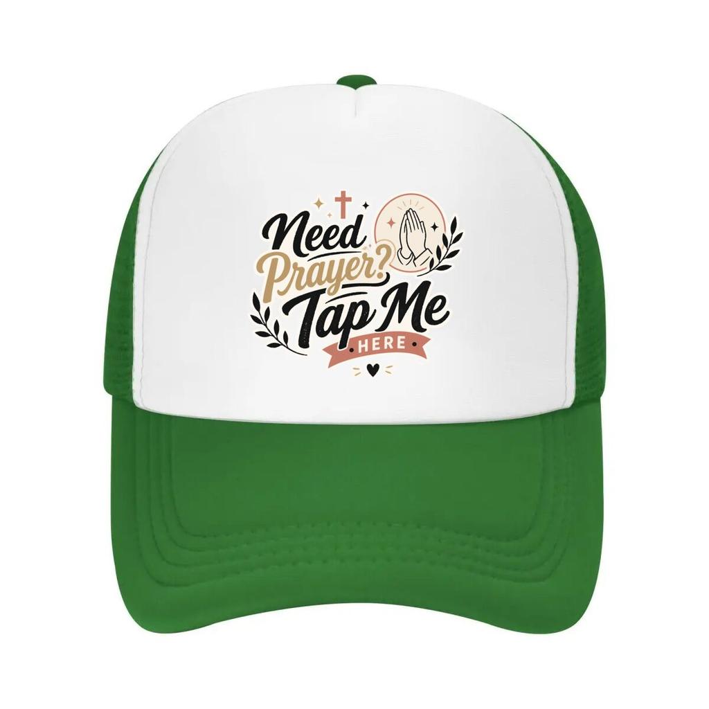 Tap Me For Prayer Faith Design Mesh Baseball Cap Casual Hat Outdoor For Womens Unisex FeUnisex