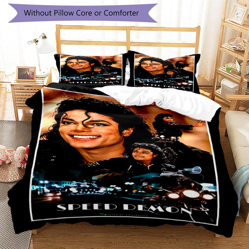 3pcs Michael Jackson pattern bedding set duvet cover set includes duvet cover &pillowcases, perfect all season bedroom decoration & gift