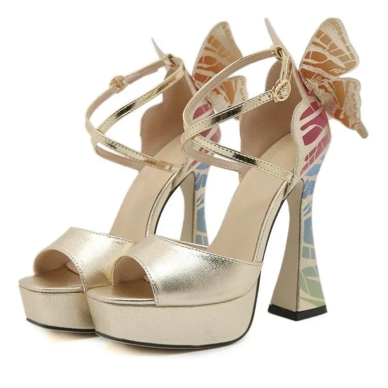 Новые толстые высокие каблуки украшенные бантом женские босоножки с открытым носком на платформе одно слово пряжка закрытая каблук вечерние свадебные туфли