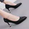 Fashion Formal Shoes for Women 2024 High Heels On Heeled Normal Leather Casual Ladies Summer Footwear Pointed Toe Office Pumps Trend A E