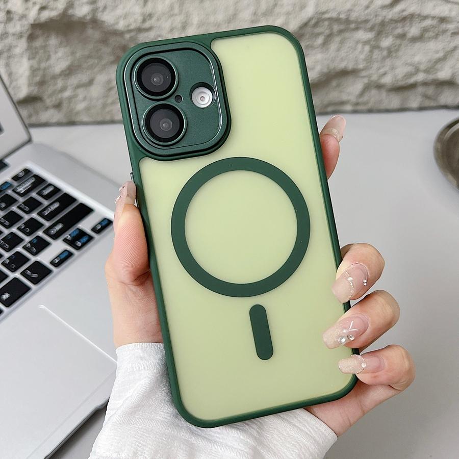 Полупрозрачный матовый улучшенный магнитный чехол для iPhone 16 15 14 13 12 11 Pro Max, совместимый с противоударным защитным чехлом для телефона Magsafe