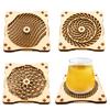 1/4Pcs Wooden Kinetic Coasters Farmhouse Rustic Heat-resistant Coffee Mug Cup Holder Mat