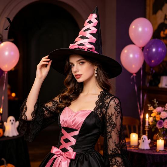 Pointed Tapered Hat for Adults Halloween Witch Hat, Reusable Oxford Cloth Wizard Durable Stiff Fabric Costume, Carnival, Masquerade, Cosplay