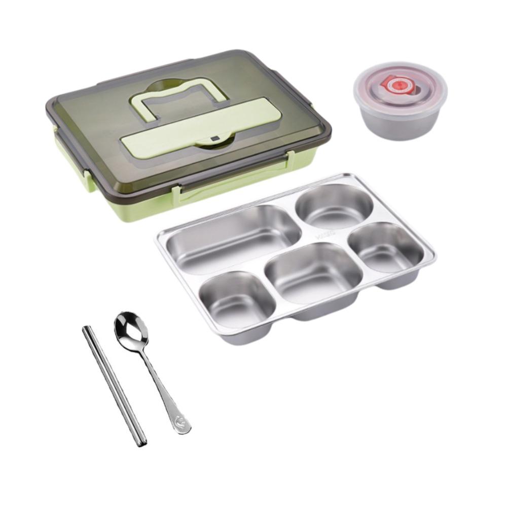 Leakproof Stainless Steel Lunch Box Microwavable Food Grade Insulated Lunch Box Multi-Grid with Cutlery Food Container