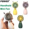 FONKEN Портативный мини-вентилятор с ушками мультяшных животных, перезаряжаемый ручной USB-вентилятор для дома, студенческого общежития, летние гаджеты для кемпинга