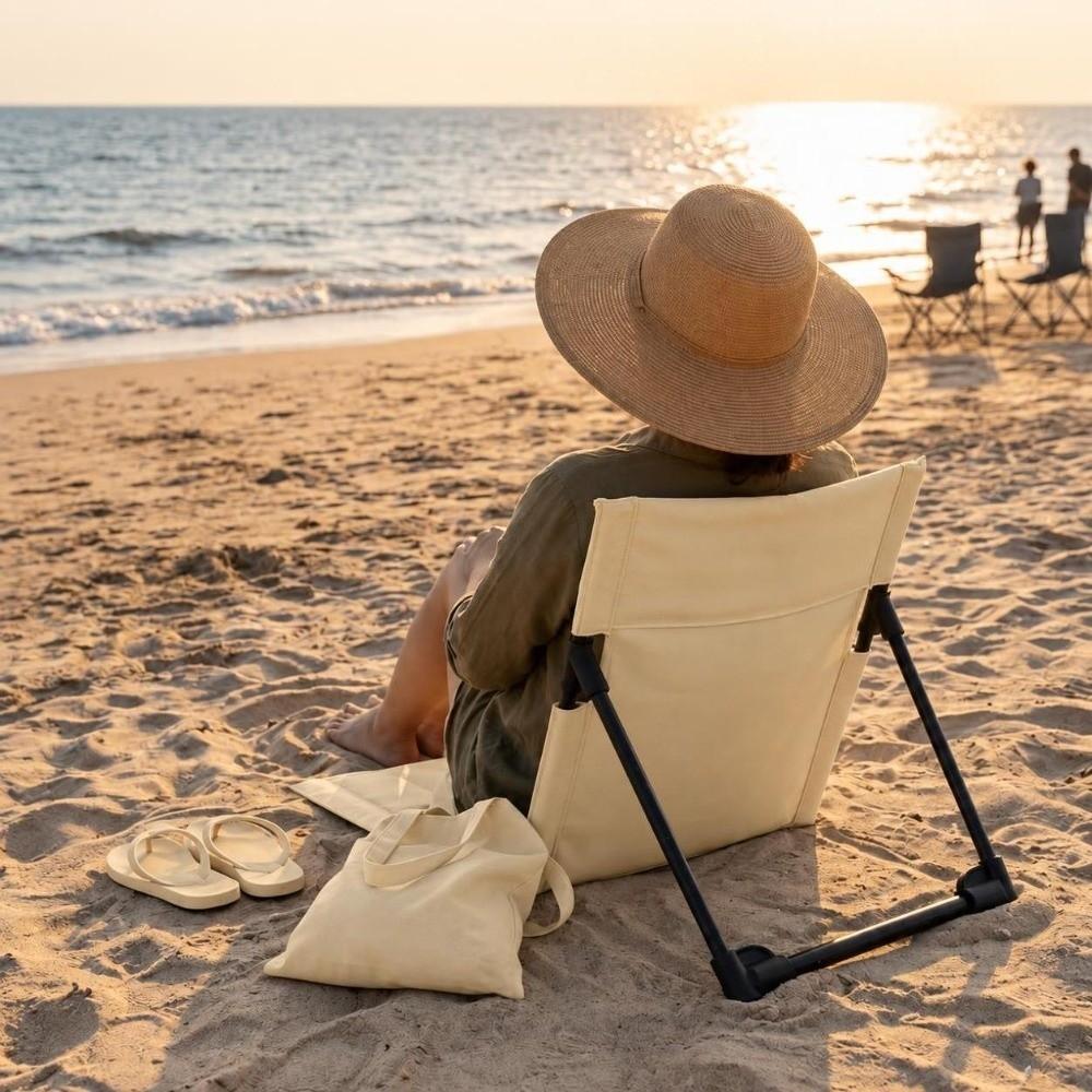 2 Pcs Foldable Outdoor Folding Chair Metal Support Rod Beach Ground Chair Picnic Gathering