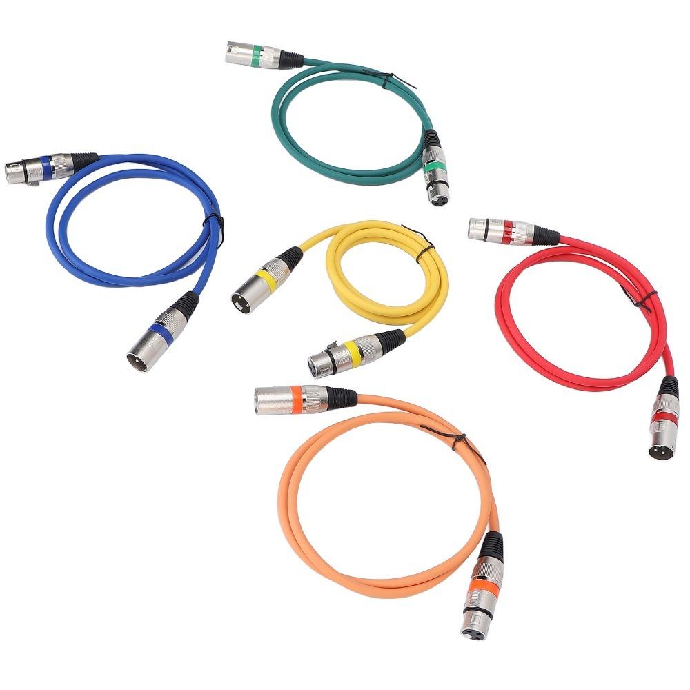 5PCS XLR Male to Female XLR to XLR Microphone Cable 3 Pin Color Coded Mic Patch Cord for Mic Mixer