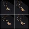 New Niche Design Retro Butterfly Micro-Inlaid Zircon Pendant Necklace Women'S Fashion Collarbone Chain