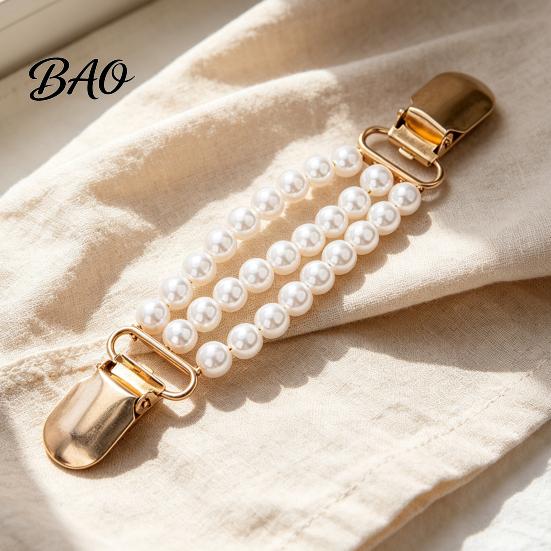 Pearl Embellished Dress Clip Vintage Sweater Clips for Women Girls, Retro Faux Pearl/Floral Cardigan Clips, Elegant Collar Waist Alteration