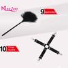 Mizz Zee 10Pcs Handcuff Foot Faux Leather Blinder Rope Strap Whip Collar Sex