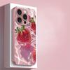 Вкусный Розовый Металлический Стеклянный Чехол для Телефона с Рисунком Клубники Для iPhone 17 Pro Max 16 Plus 15 14 13 12 11 16E 17Air Чехол