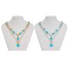 Turquoise Necklace Set Adjustable Length Clavicle Chain Fashionable Multi Layer Neckchain Accessories for Parties