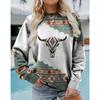 Women's Casual Hoodie Ethnic Western Style Print Sweatshirts Long Sleeved T-shirt O Neck Hoody Women Hoodies Female Autumn Tops