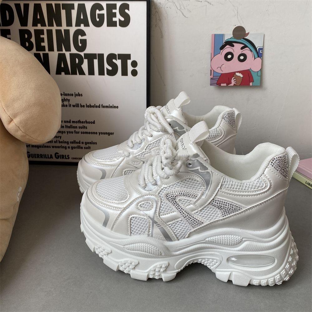 Сетчатые кроссовки для увеличения роста 'dad shoes' 22 осень новые с толстой подошвой маффин дышащие увеличение СМ