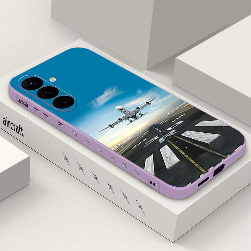 Airplane Collage Pattern Case For Samsung Galaxy S25 S24 Ultra S23 S22 Plus S21 FE A15 A16 A17 A26 A35 A36 A54 A55 A56 5G Lanyard Case Cover Funda