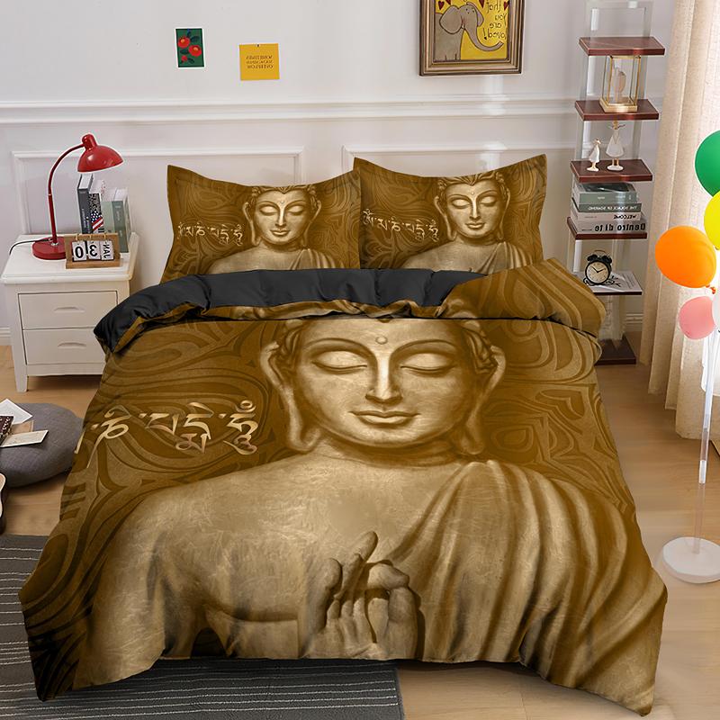 Комплект пододеяльника Будда Кинг/Квин Комплект постельного белья для мальчиков, подростков, взрослых Постельные принадлежности Пододеяльник Наволочка Полиэстер Покрывало для одеяла