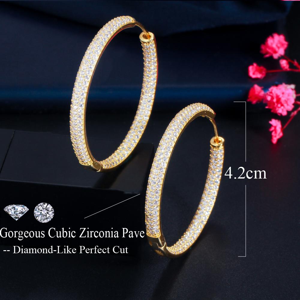 Серьги-кольца CMM Bling желтого золотого цвета с кубическим цирконием, большие круглые