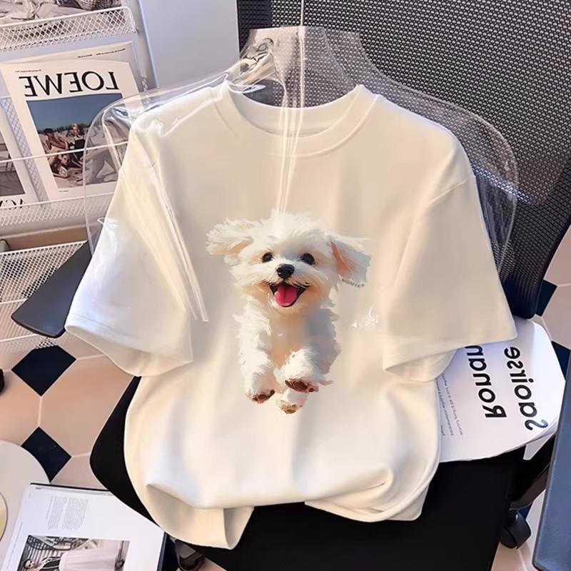 Женская оверсайз футболка с коротким рукавом и мультяшным принтом - Летний тренд 2026