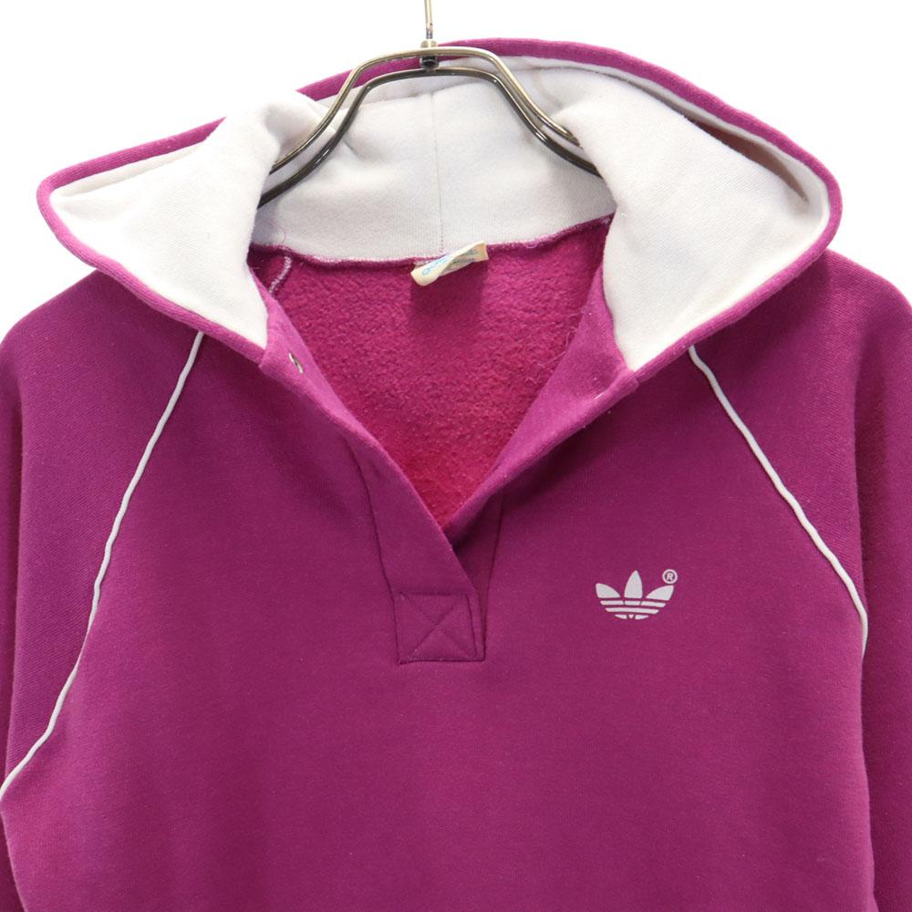 Adidas 90-х годов Сделано в США Принт старого логотипа Трилистник Толстовки с длинным рукавом на половину пуговиц Женские Б/У