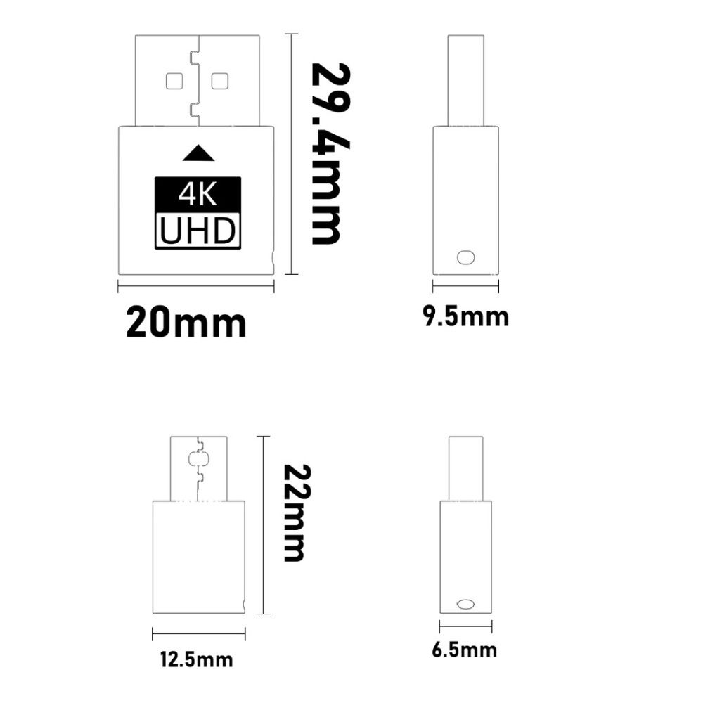 4K UHD DP Заглушка-эмулятор дисплея 1080P 60 Гц Plug and Play Виртуальный эмулятор дисплея Световой индикатор Фиктивная нагрузка Адаптер для работы без монитора