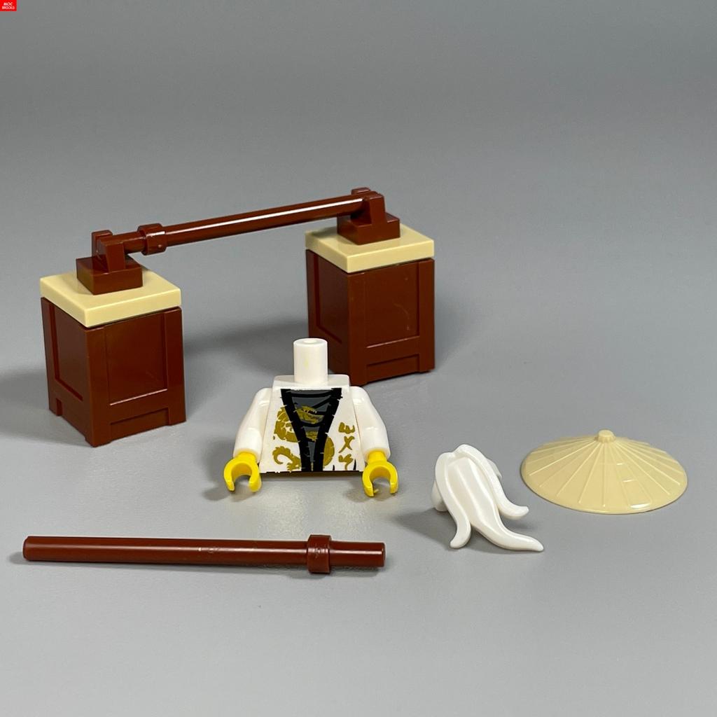 Non-Toxic Moc Bricks Ninja Fishing Masters Mustache White Long Beard Figure 4Cm Movie Anime Characters Building Blocks Kids Toys