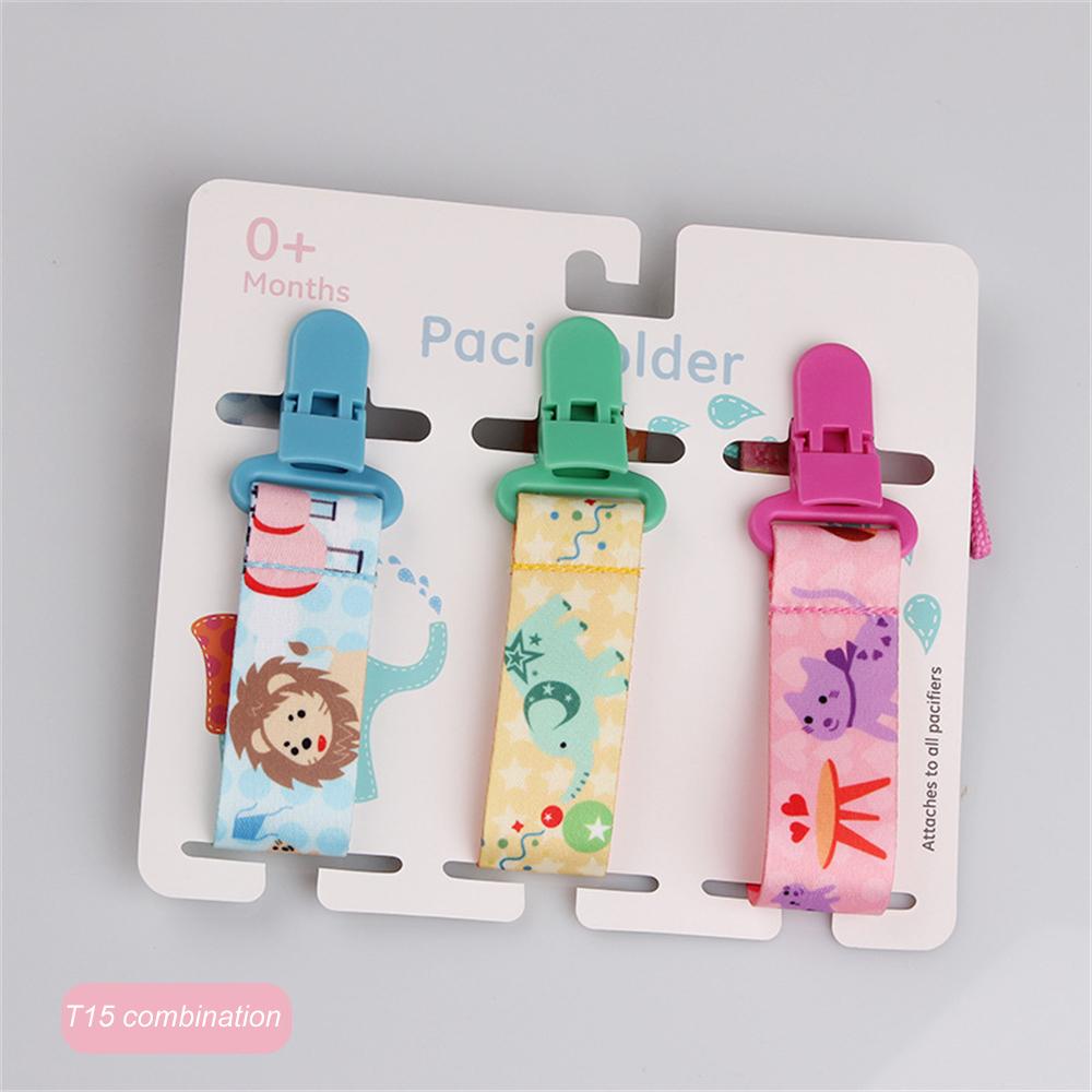 3Pcs/Pack Fixed Button Baby Pacifier Clips Chains Ribbon Dummy Soother Holder Chains Anti-drop Buckle Strap for Pacifier Baby Feeding Gift