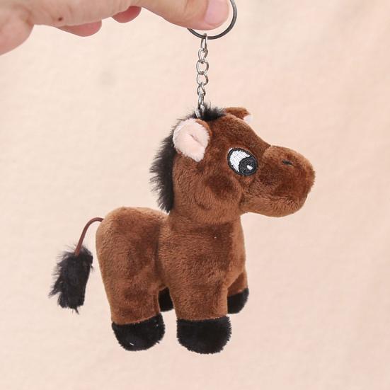 Cute Cartoon Plush Horse Doll Keychain Miniature Stuffed Animal Keyring Bag Pendant Stress Relief