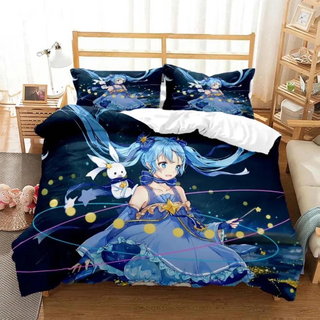 Anime Princess Girl Hime Bedding Set Boys Girls Twin Queen Size Duvet Cover Pillowcase Bed Kids Adult Fashion Home Textileextile