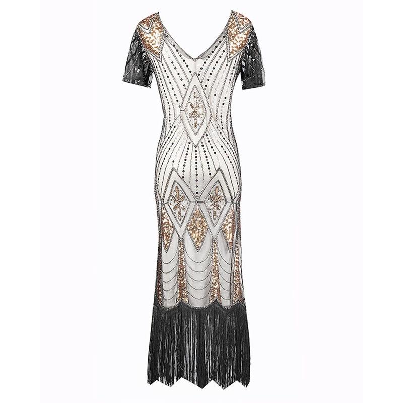 Elegant Womens Sequins Beaded Sleeveless Cocktail Dress For Timeless Evening Glamour