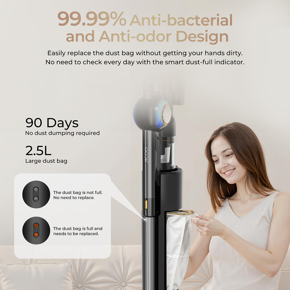 Refurbished JIGOO V700 Cordless Vacuum Cleaner Station with 2.5L Dust Capacity, Auto Dust Collection - EU Plug