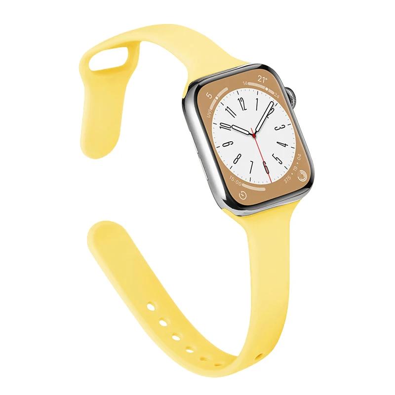 Тонкий ремешок для Apple watch band 44 мм 40 мм 38 мм 42 мм ultra 49 мм Силиконовый браслет correa iWatch series 6 se 5 4 3 7 8 45 мм 41 мм