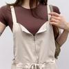 New Arrivals Open Run Women Simple Color String Front Zipper Overalls Wide Pants