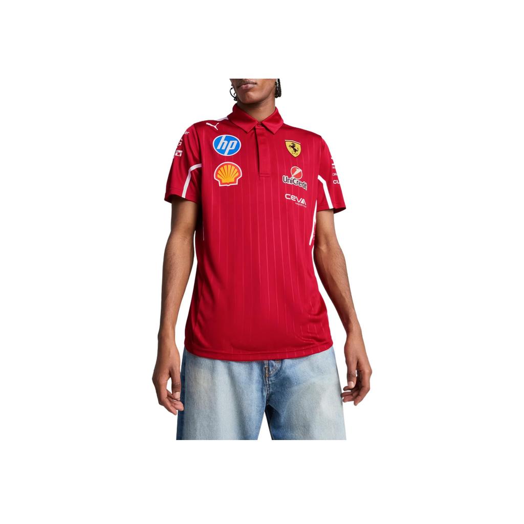 Puma Scuderia Ferrari HP Повседневная Удобная Мягкая Однотонная Футболка с Коротким Рукавом Мужская Красная 763938-01