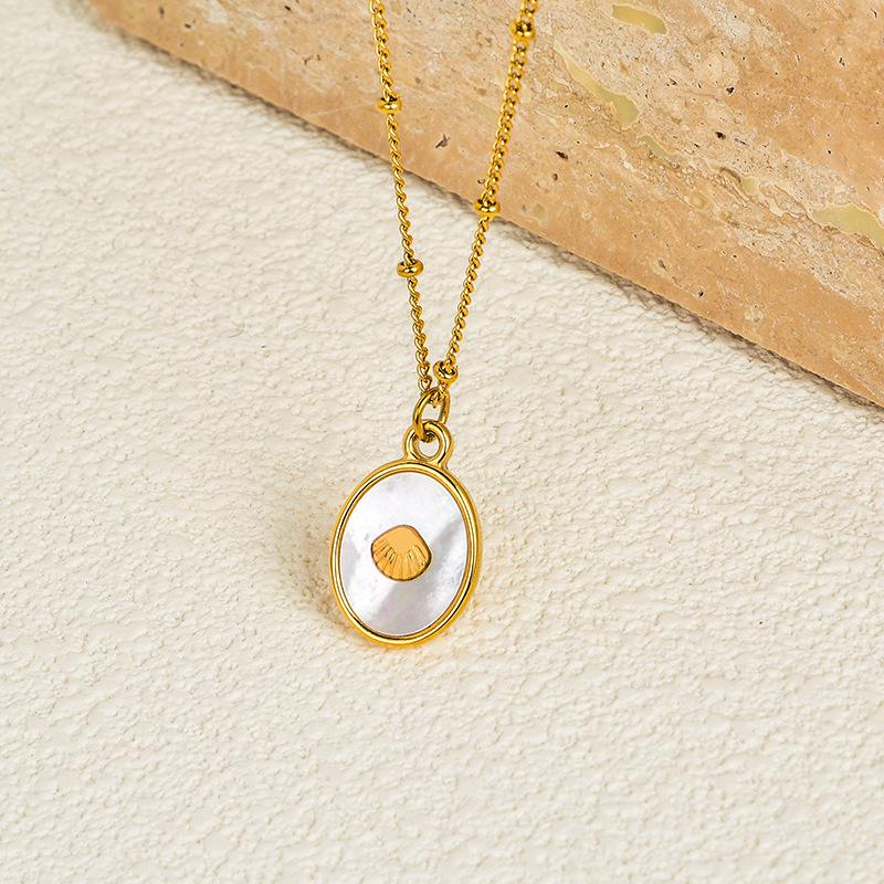 Ожерелье из титана, титановой стали, белой ракушки, металлического гребешка, инкрустированное колье