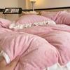 Ins стиль, корейский стиль, резной молочный бархат, кровать из четырех предметов, утолщенное теплое коралловое бархатное зимнее пододеяльник, простыня