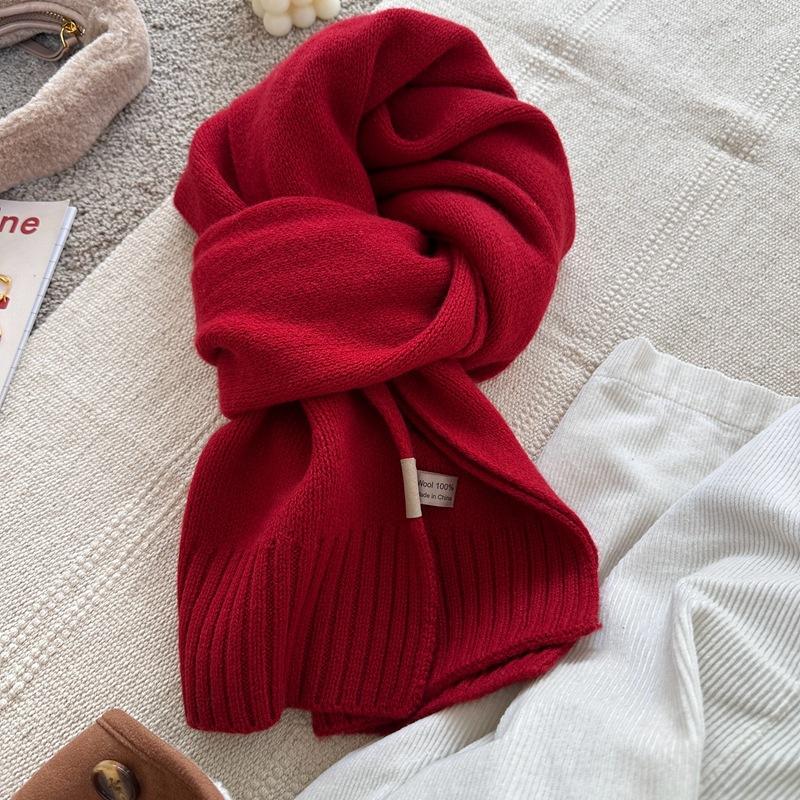 New Red Little Lucky Christmas Red Hat Pure Wool Scarf Gloves Cold-resistant Outdoor Warm Scarf