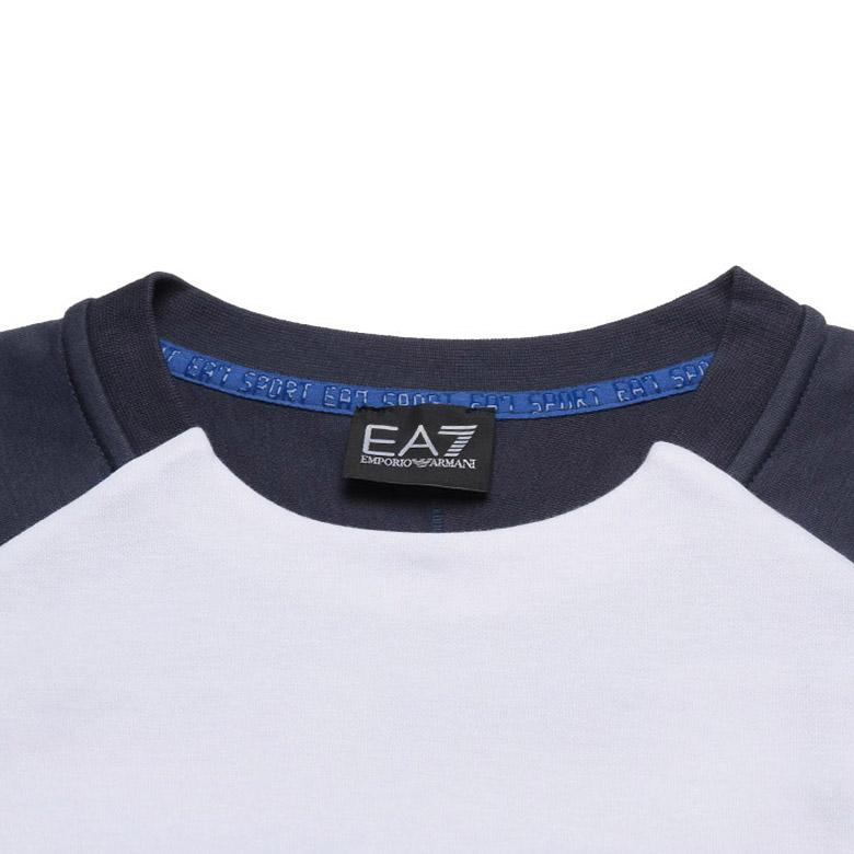 Emporio Armani EA7 Весна-Лето 2022 Свитшот с логотипом и цветовыми блоками, круглый вырез, мужской свитшот Белый 3LPM41-PJANZ-1100