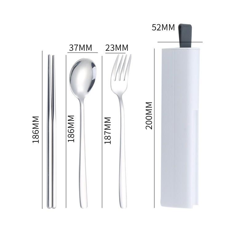 2/3Pcs 304 Stainless Steel Portable Tableware Spoon Fork Chopsticks Pupil Office Worker Spoon Fork and Chopsticks Sliding Box