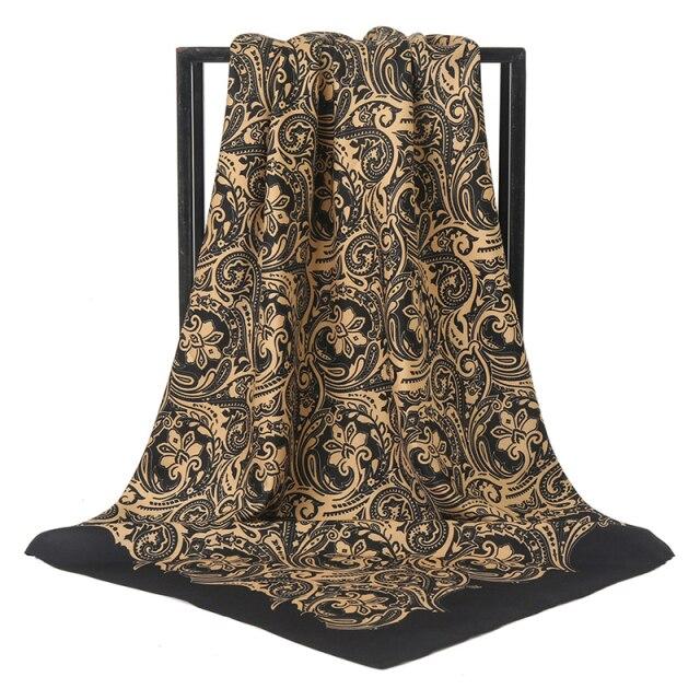 2021 Design Brand Women Square Silk Scarf Chain Print Head Scarfs Female Satin Hijab Scarves Shawl Wrap Lady Headband Foulard