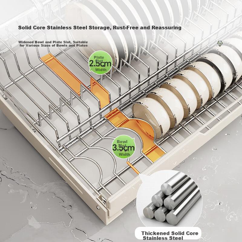 Shuaishi Dish Rack, Kitchen Pull-Out Basket, Cabinet Bowl Basket, Drawer Dish Rack, Draining Rack, Sink Pull-Out Bowl And Plate Storage Rack